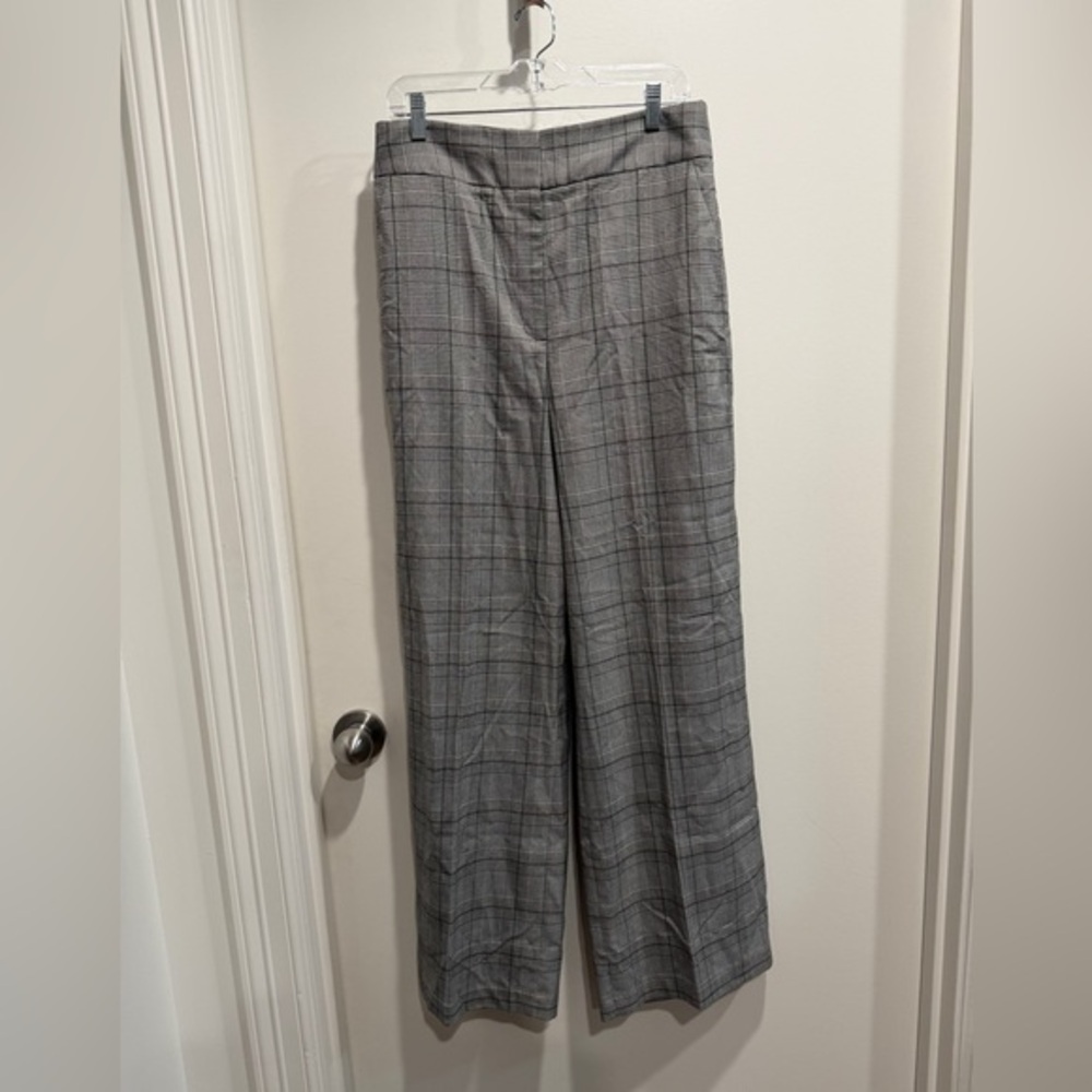 Calvin Klein Gray Plaid Wide Leg Pants